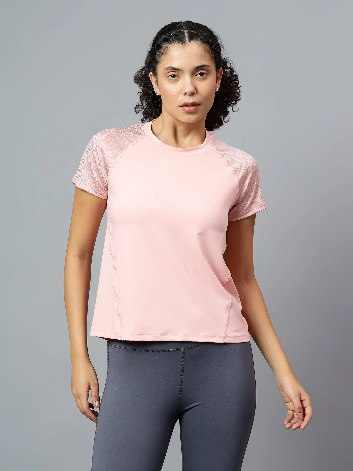 Fitkin Women's Pink Short Sleeve Active Tshirt