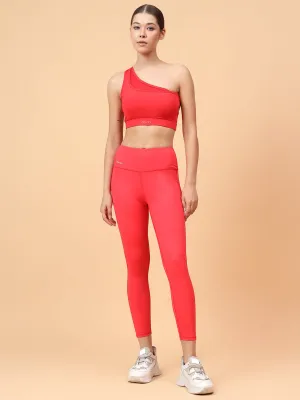 Fitkin Women's Red Side Mesh Design Tights