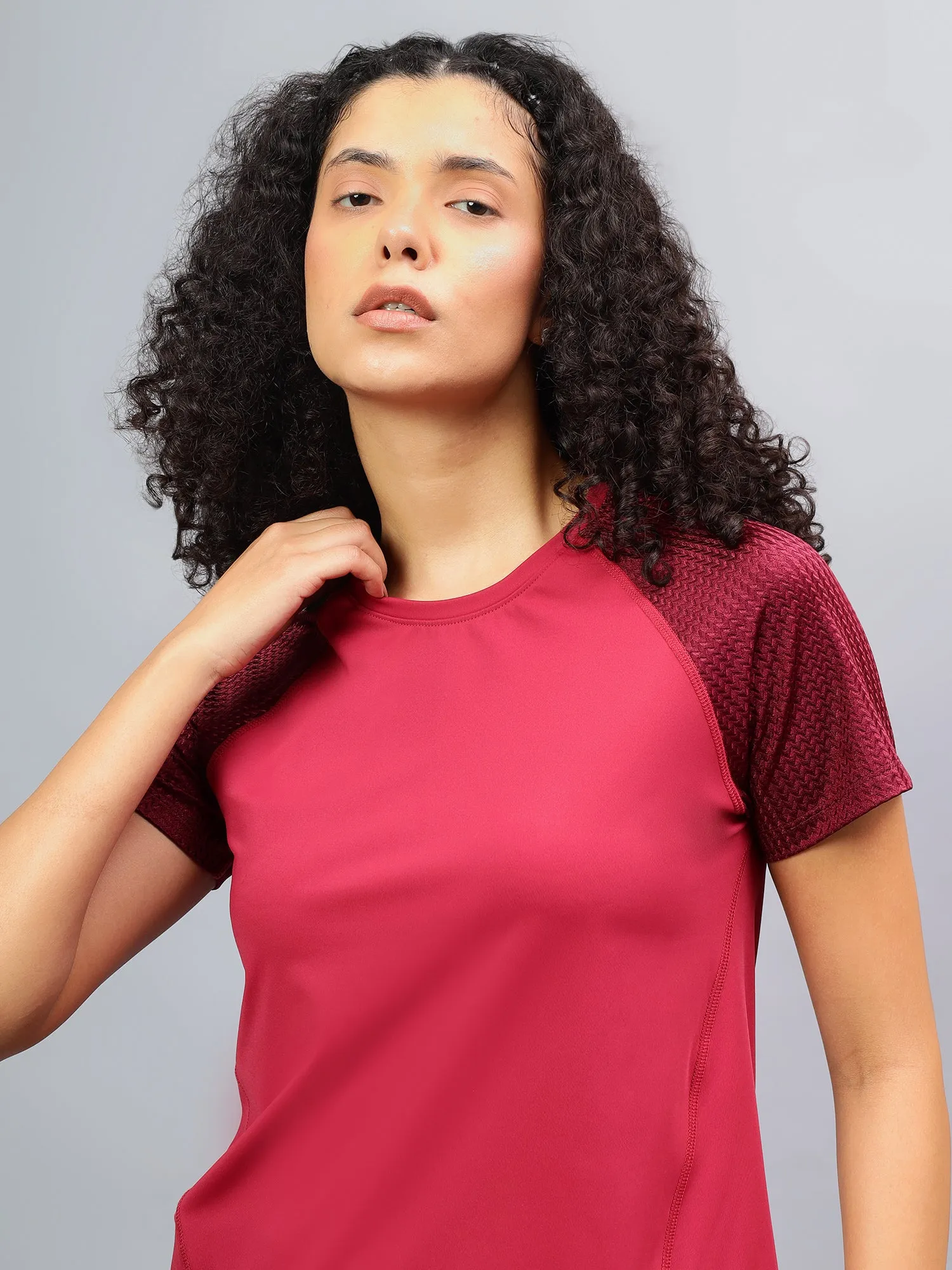 Fitkin Women's Wine Short Sleeve Active Tshirt