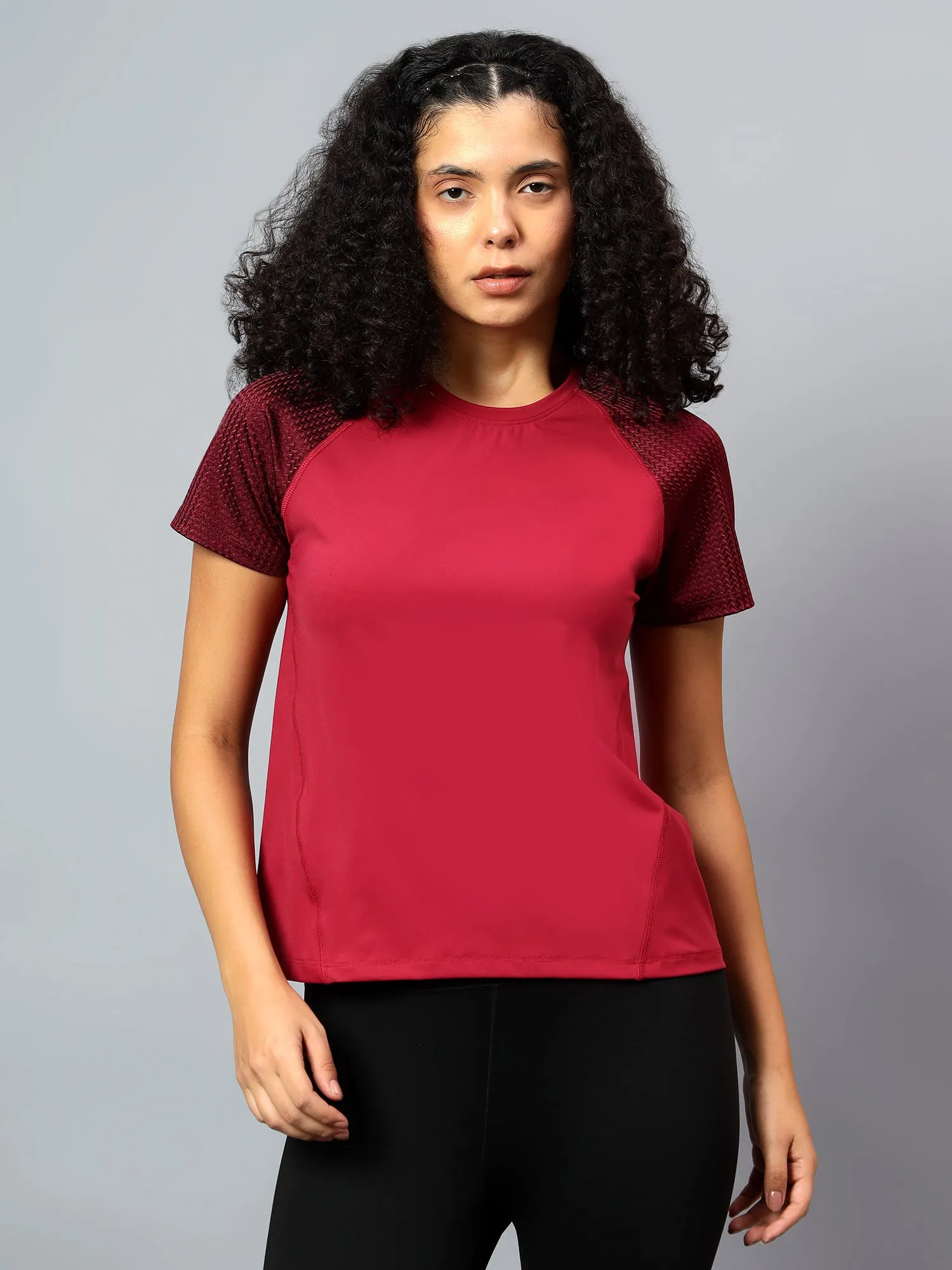Fitkin Women's Wine Short Sleeve Active Tshirt