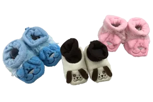 FLEECE BOOTEES W/HAPPY DOG FACE: B993