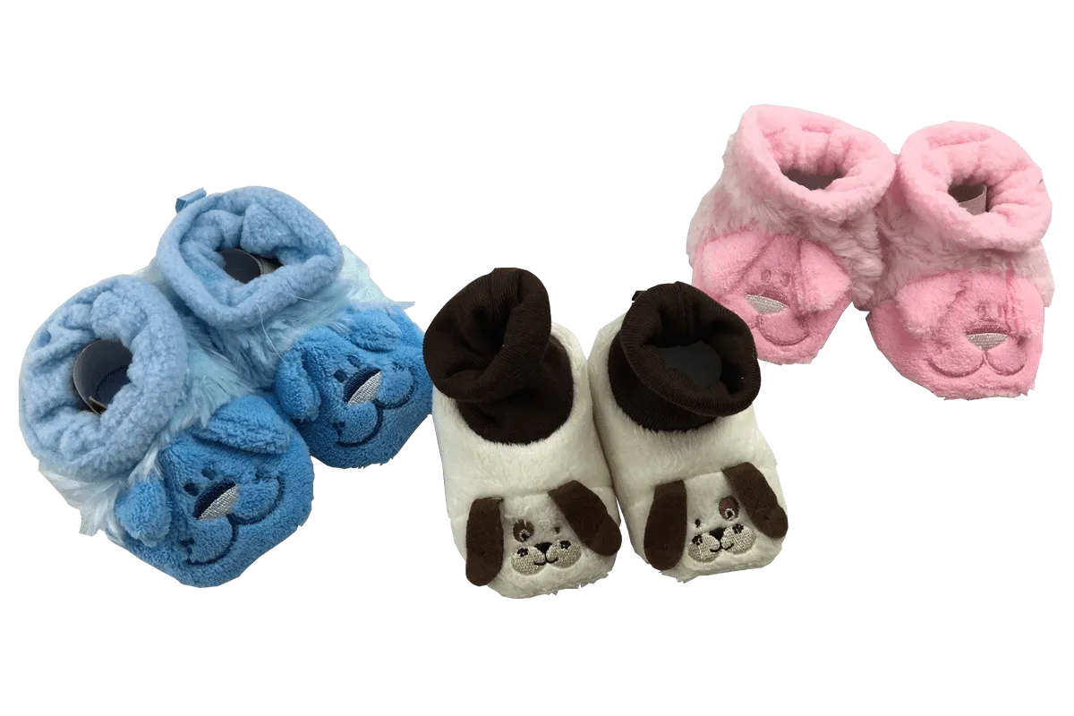 FLEECE BOOTEES W/HAPPY DOG FACE: B993