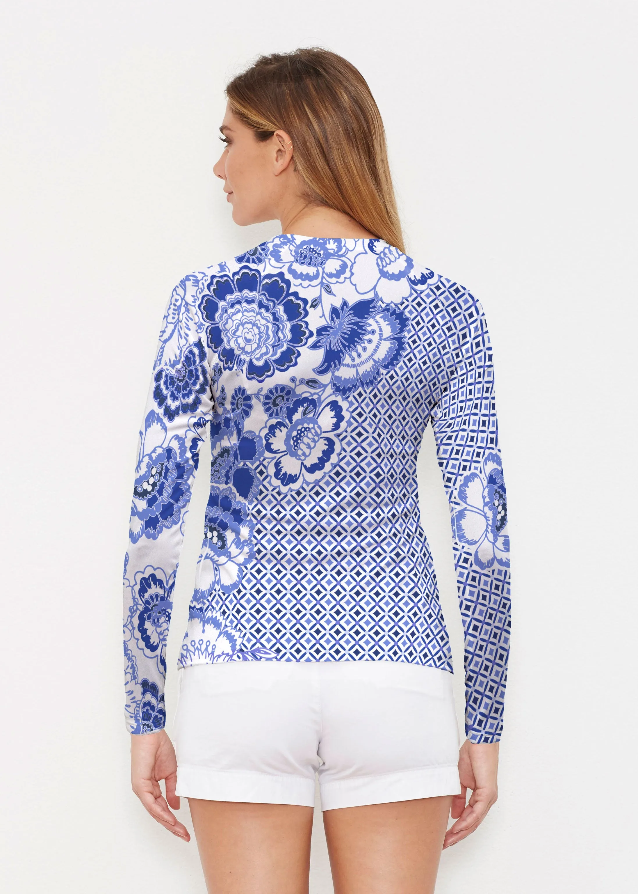 Floral Crossing Geo (7973) ~ Long Sleeve Rash Guard