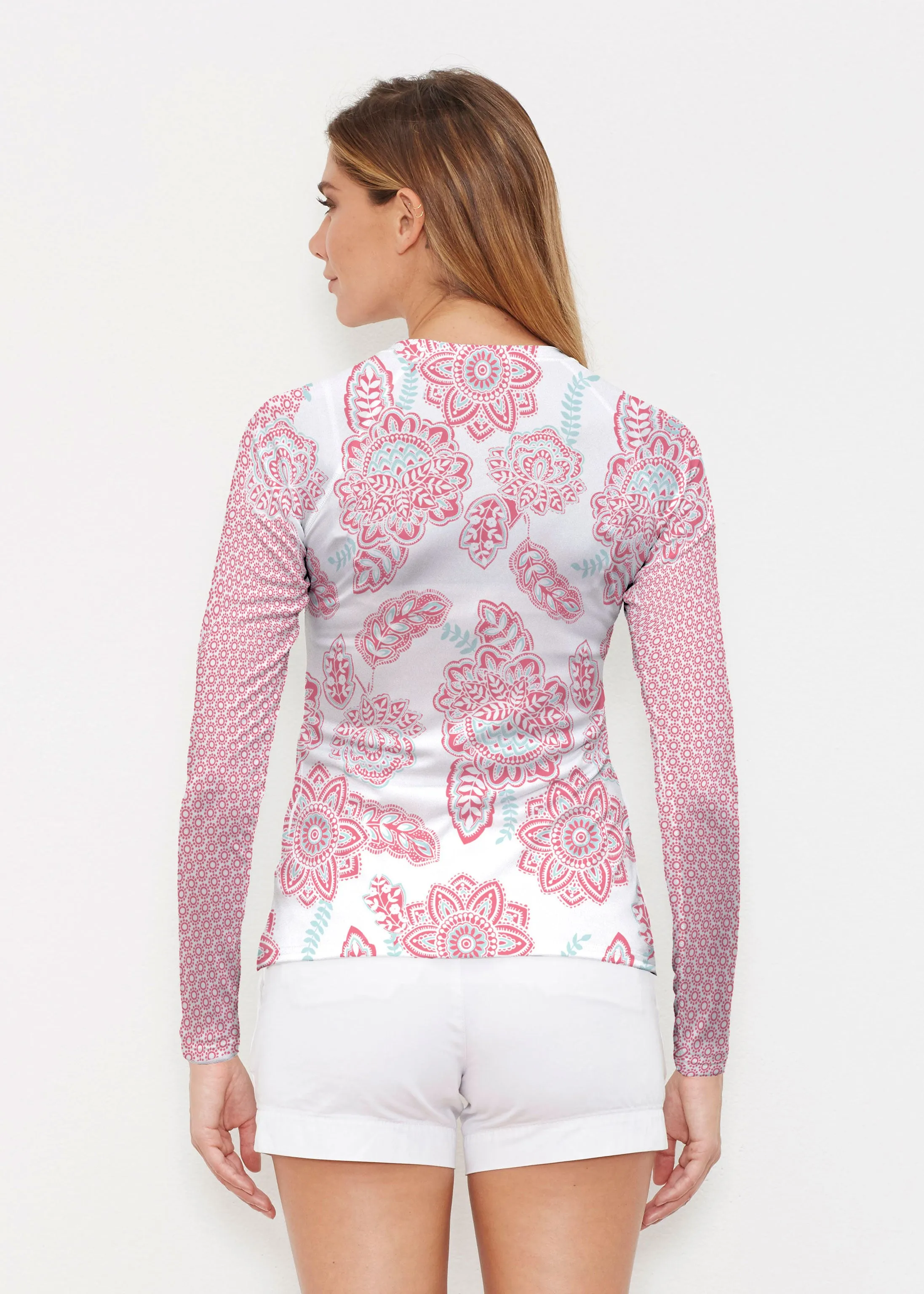 Floral Sunshine Pink (13543) ~ Long Sleeve Rash Guard