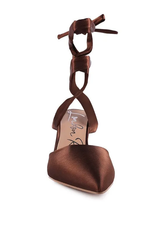 Fonda Satin Lace up Point Toe Pump Dress Shoes