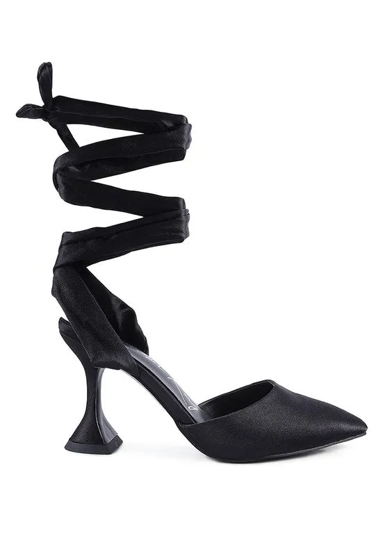 Fonda Satin Lace up Point Toe Pump Dress Shoes