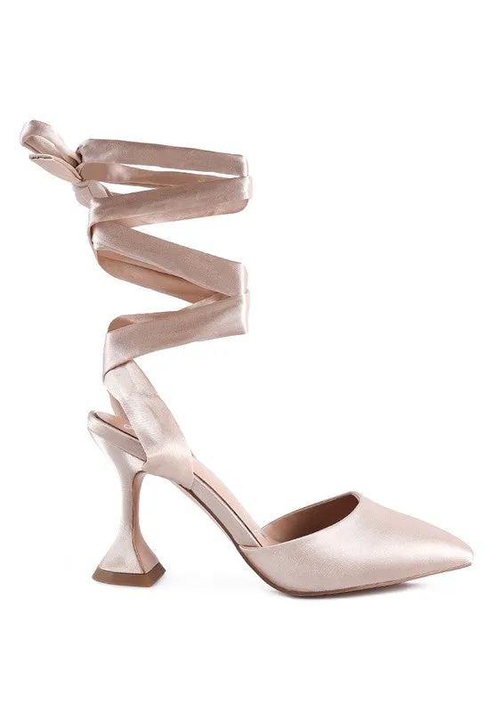 Fonda Satin Lace up Point Toe Pump Dress Shoes