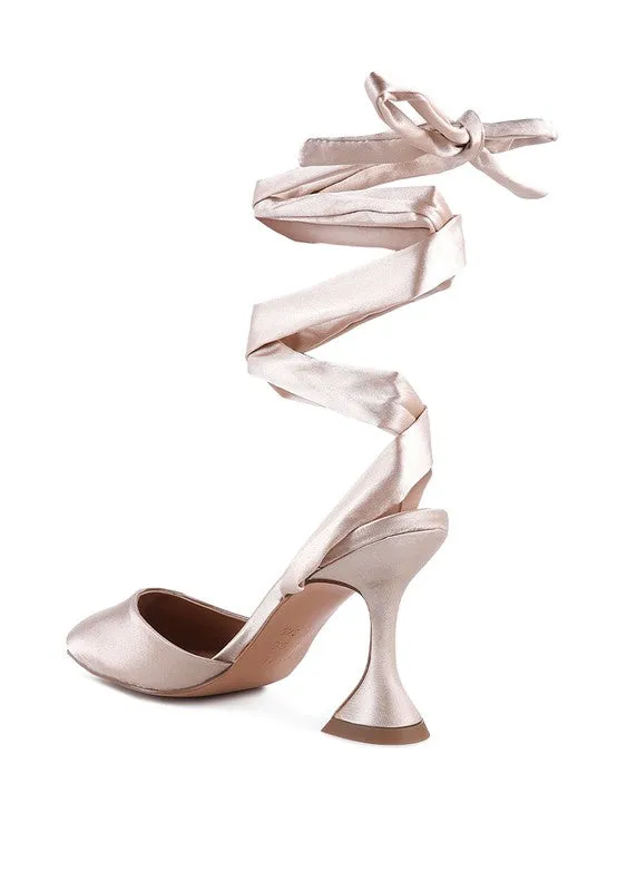 Fonda Satin Lace up Point Toe Pump Dress Shoes