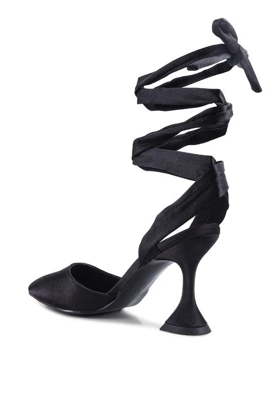 Fonda Satin Lace up Point Toe Pump Dress Shoes