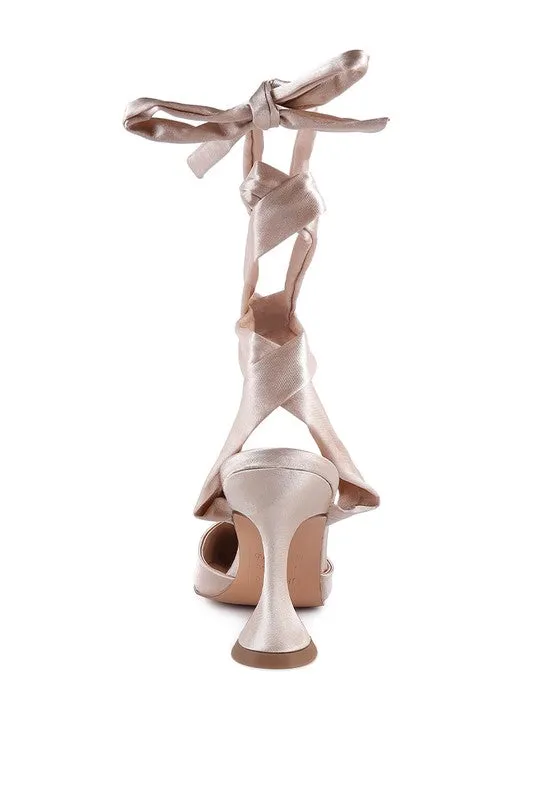 Fonda Satin Lace up Point Toe Pump Dress Shoes