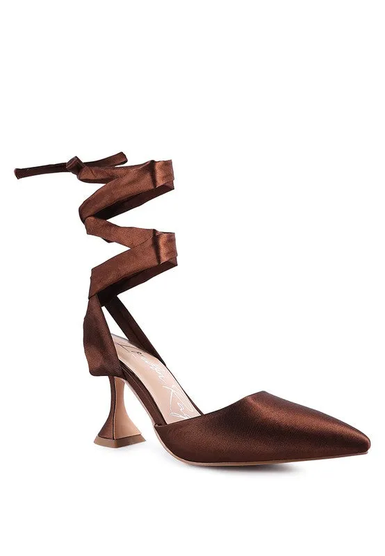 Fonda Satin Lace up Point Toe Pump Dress Shoes