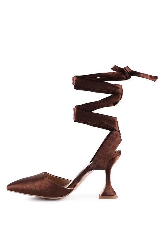 Fonda Satin Lace up Point Toe Pump Dress Shoes
