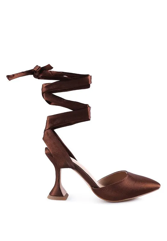 Fonda Satin Lace up Point Toe Pump Dress Shoes