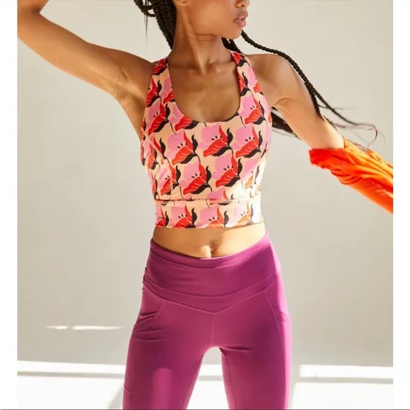 Free People Movement Ashford Printed Synergy Crop Clementine Combo Small $68