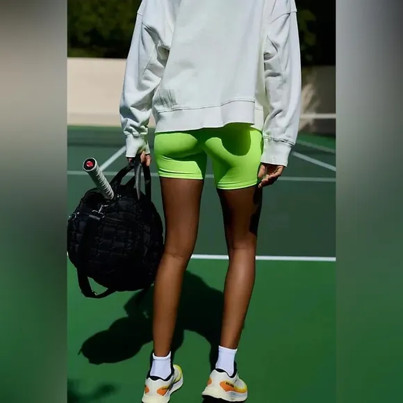 Free People x HATCH Never Better Maternity Shorts Small Neon Green Bike Shorts