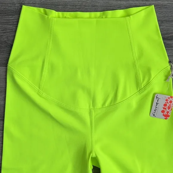Free People x HATCH Never Better Maternity Shorts Small Neon Green Bike Shorts
