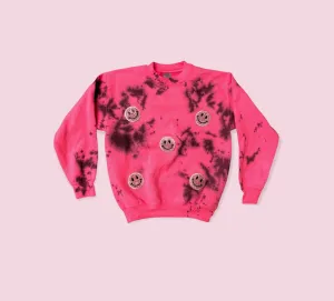 Girls All Over Smiley Tie Dye Crewneck