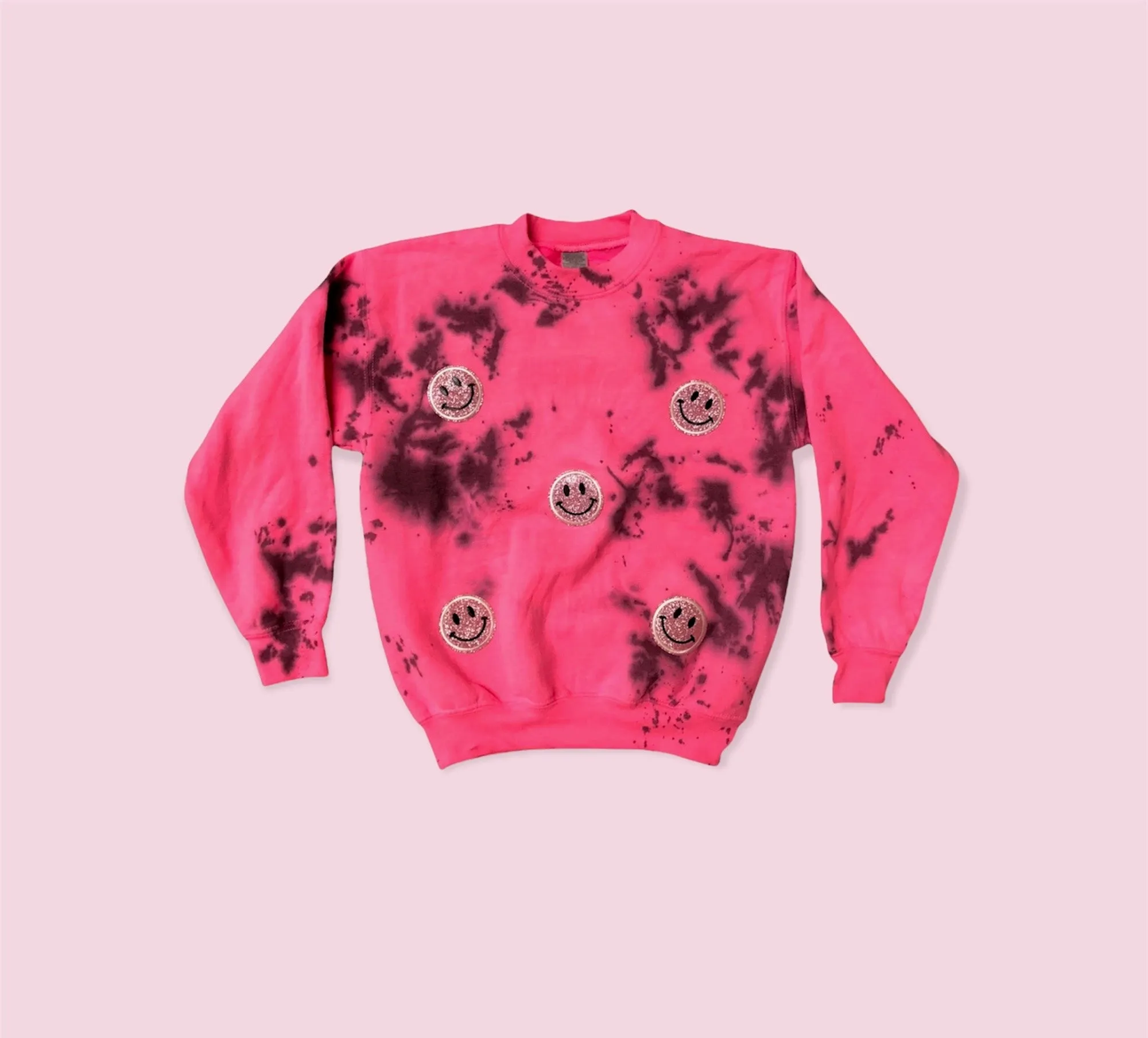 Girls All Over Smiley Tie Dye Crewneck
