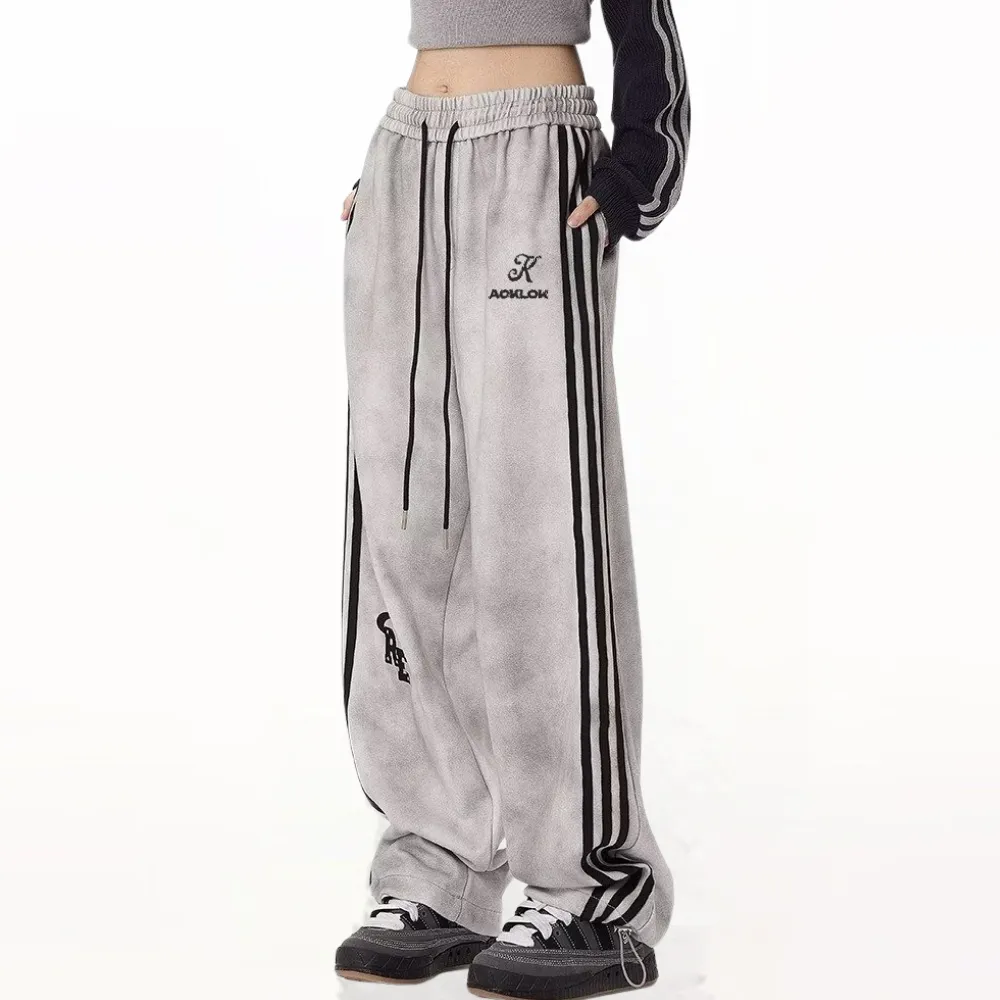 Gradient Suede Straight-Leg Sweatpant