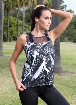 Graphic Print Mesh Women’s Tank Top