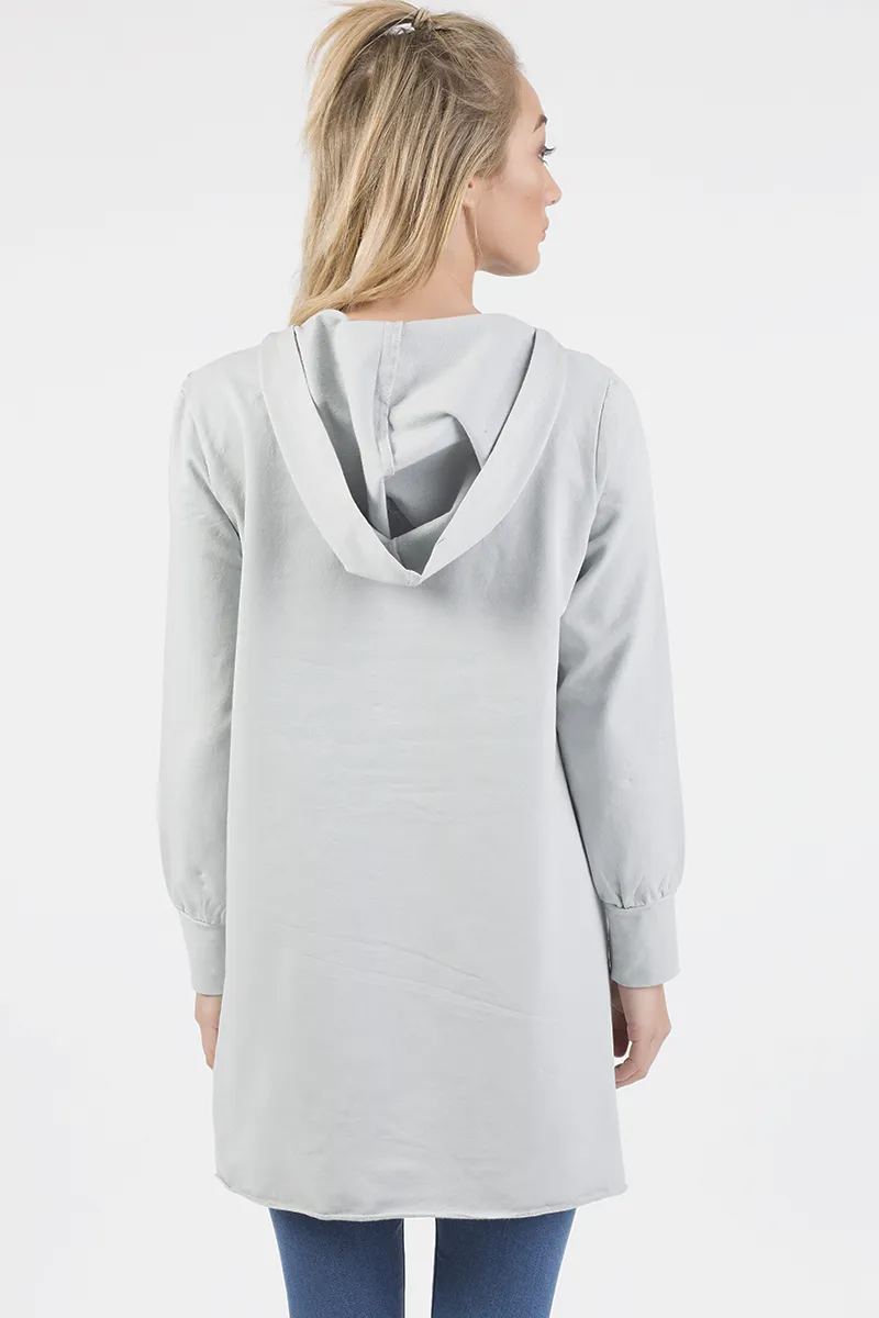 Grey Wrap Around Oversized Hoodie - Yasmin