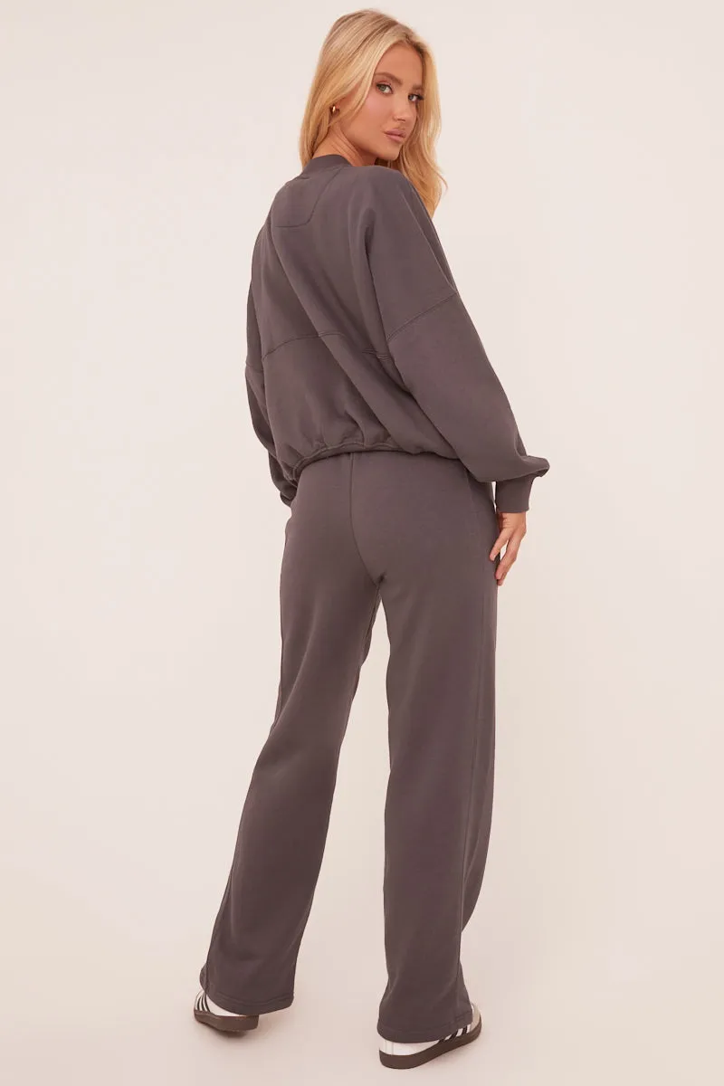 Grey Zip Front Bomber And Joggers Co-ord Set - Sasha