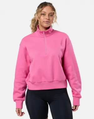 Gym Coffee Ribbed Quarter Zip Ladies Sweatshirt