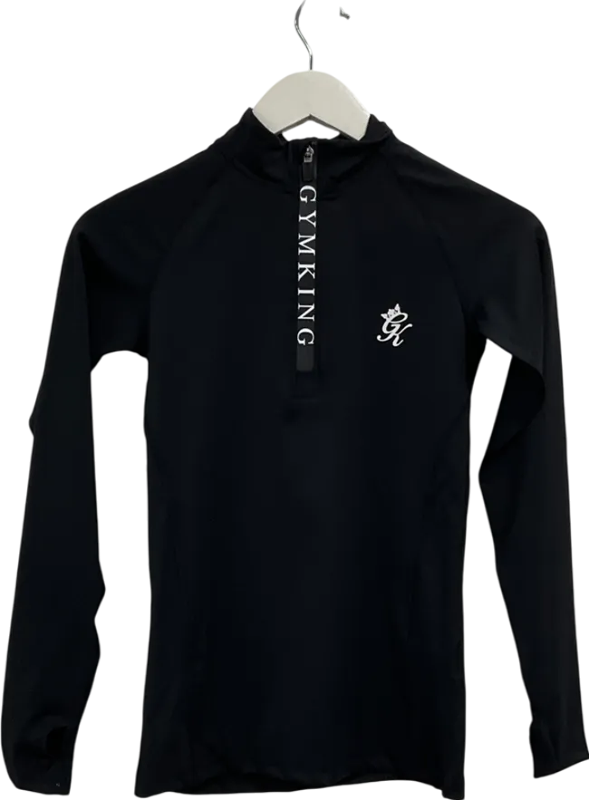 GYM KING Black Impact Taped Funnel 1/4 Zip Long Sleeve Top UK 8
