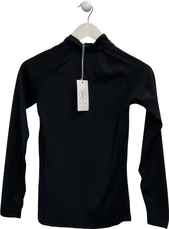 GYM KING Black Impact Taped Funnel 1/4 Zip Long Sleeve Top UK 8