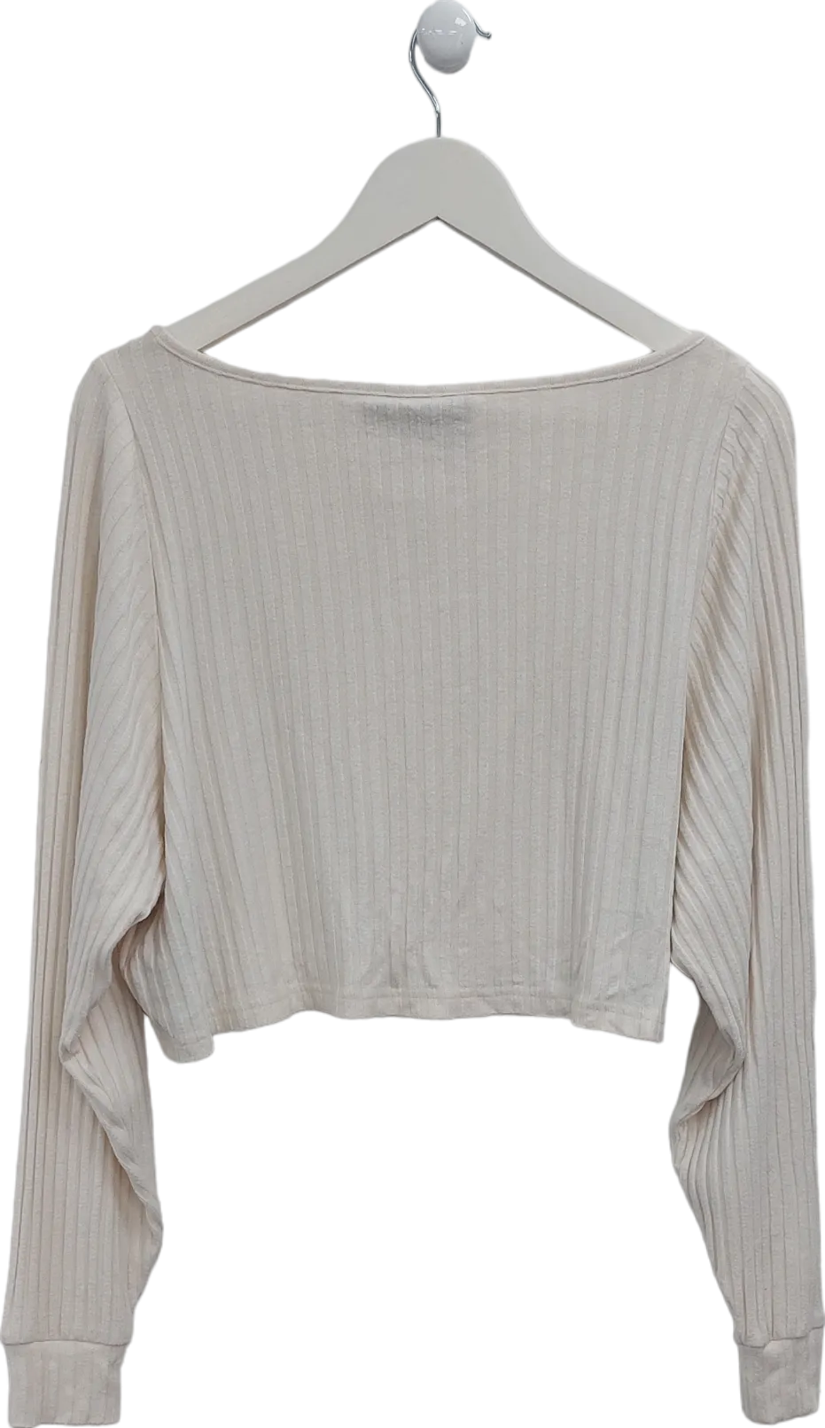 GYM KING Cream Long Sleeve Soft Ribbed Top UK 6