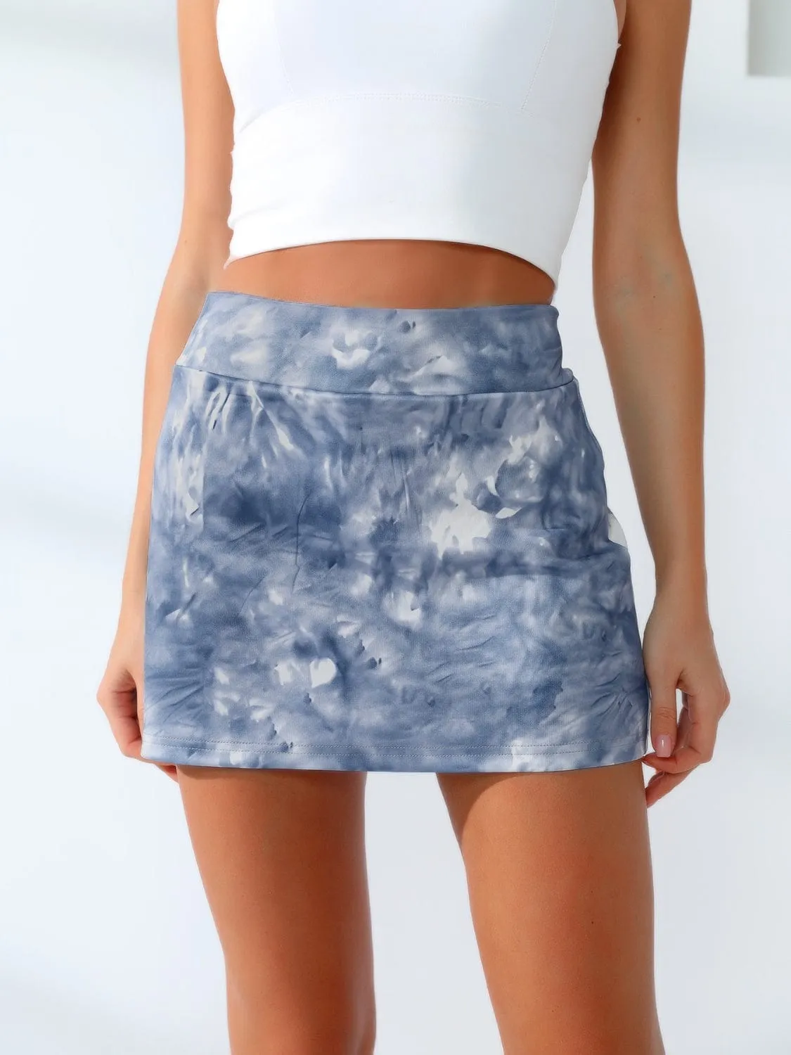 GYPSY-Quick-Dry Tie-Dye Wide Waistband Active Tennis Skirt