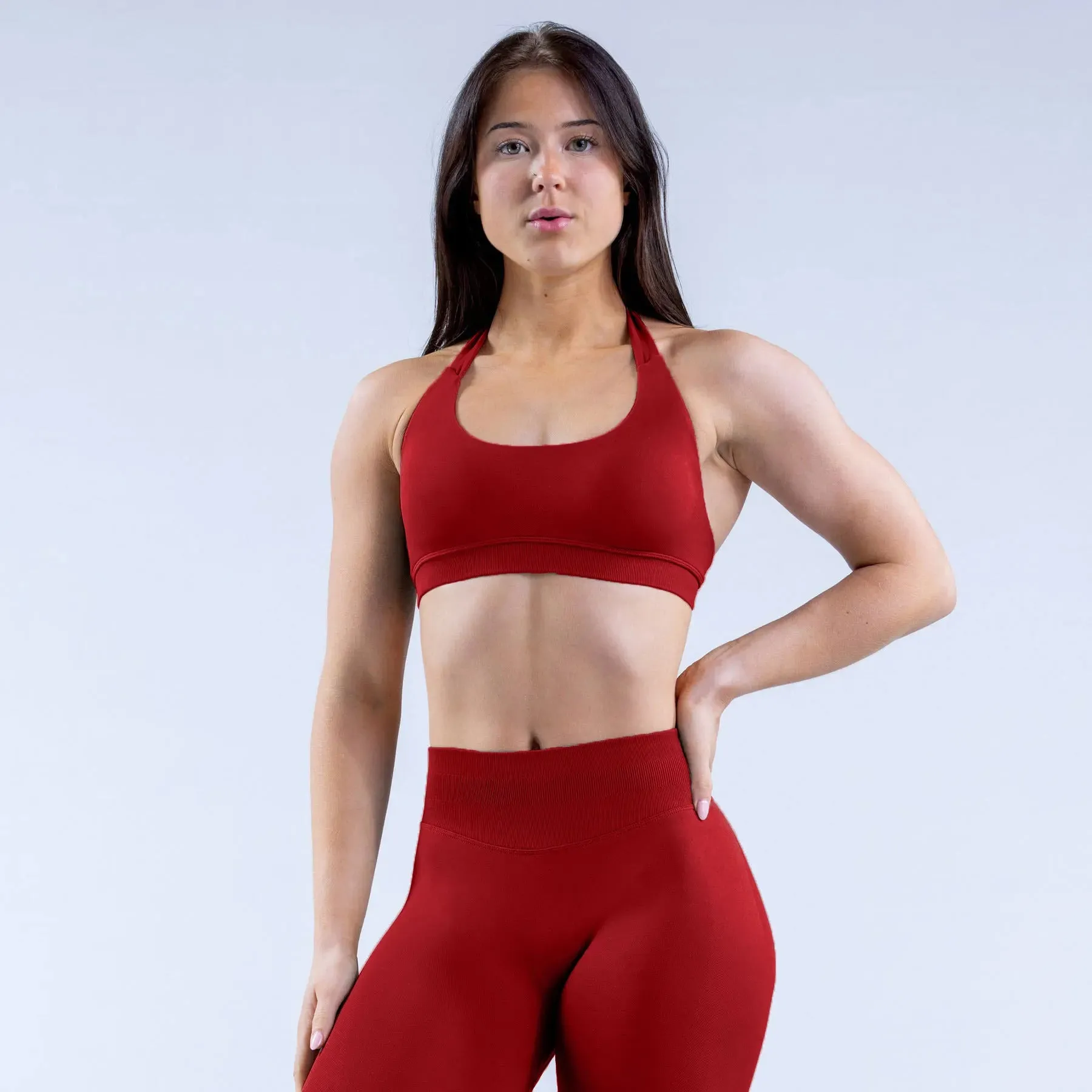 Halter Sports Bra & Scrunch Shorts Gym Suit Fitness Workout Clothes