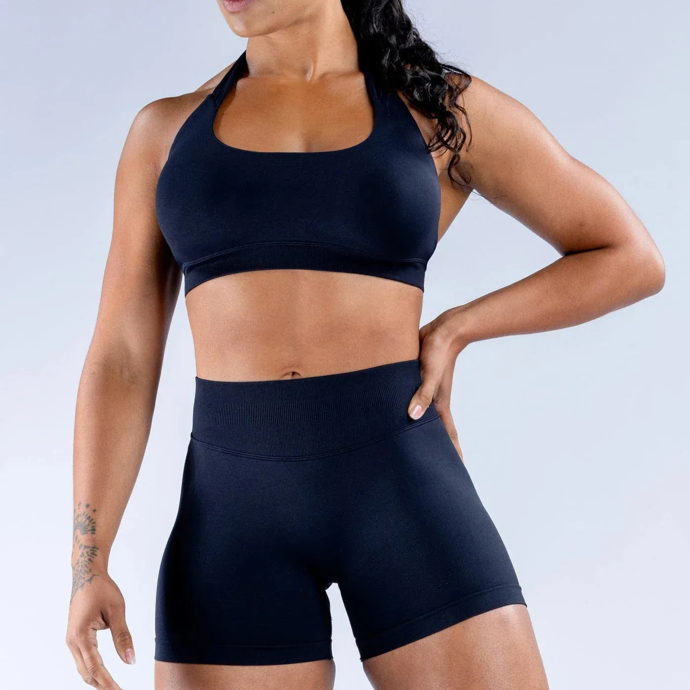 Halter Sports Bra & Scrunch Shorts Gym Suit Fitness Workout Clothes