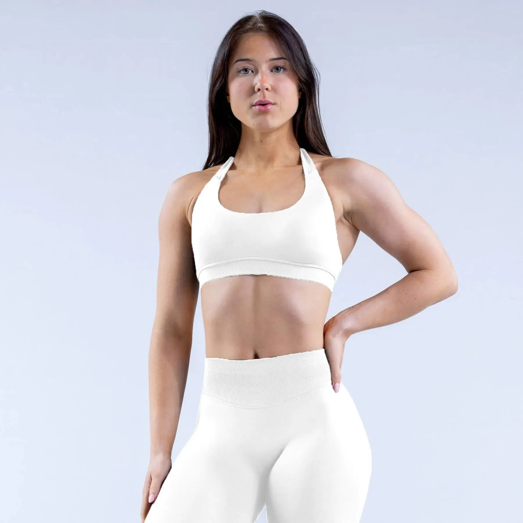 Halter Sports Bra & Scrunch Shorts Gym Suit Fitness Workout Clothes