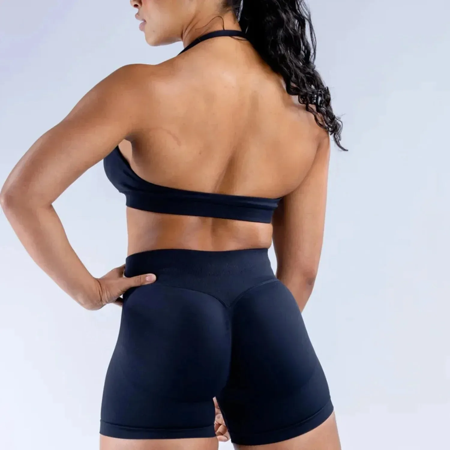 Halter Sports Bra & Scrunch Shorts Gym Suit Fitness Workout Clothes