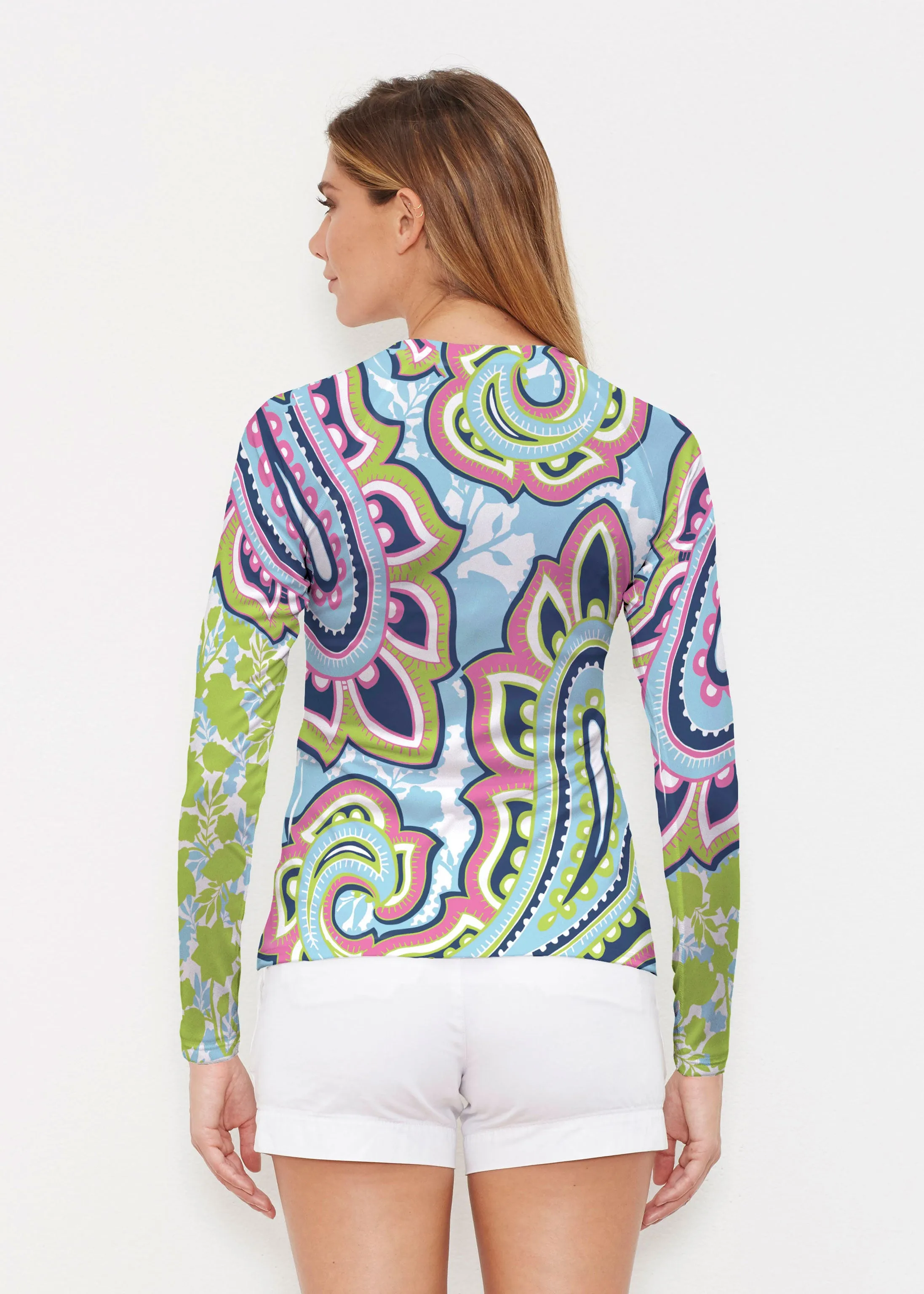 Harbor Paisley Lime (13433) ~ Long Sleeve Rash Guard