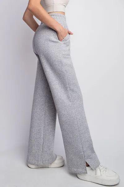 Hazel Blues® |  Faith Apparel Drawstring Straight Leg Slit Sweatpants