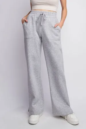Hazel Blues® |  Faith Apparel Drawstring Straight Leg Slit Sweatpants