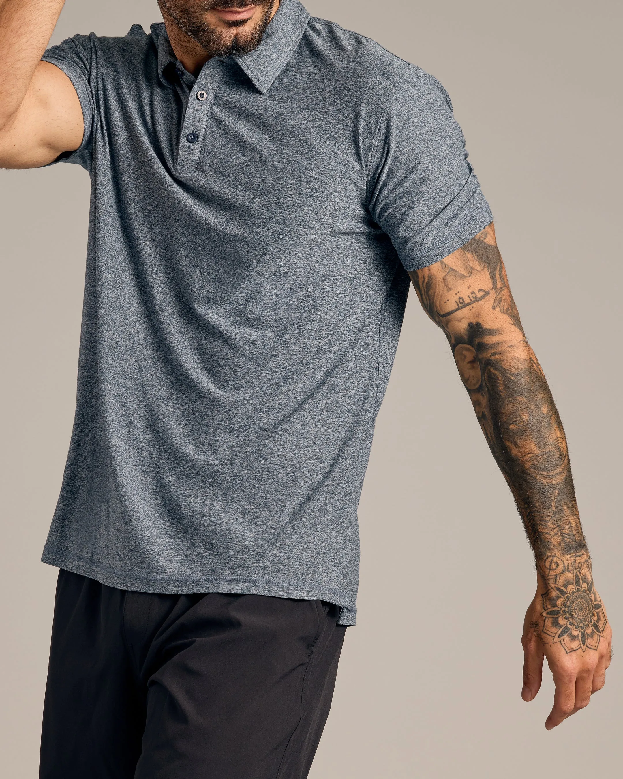 Heather Navy Active Polo 2.0