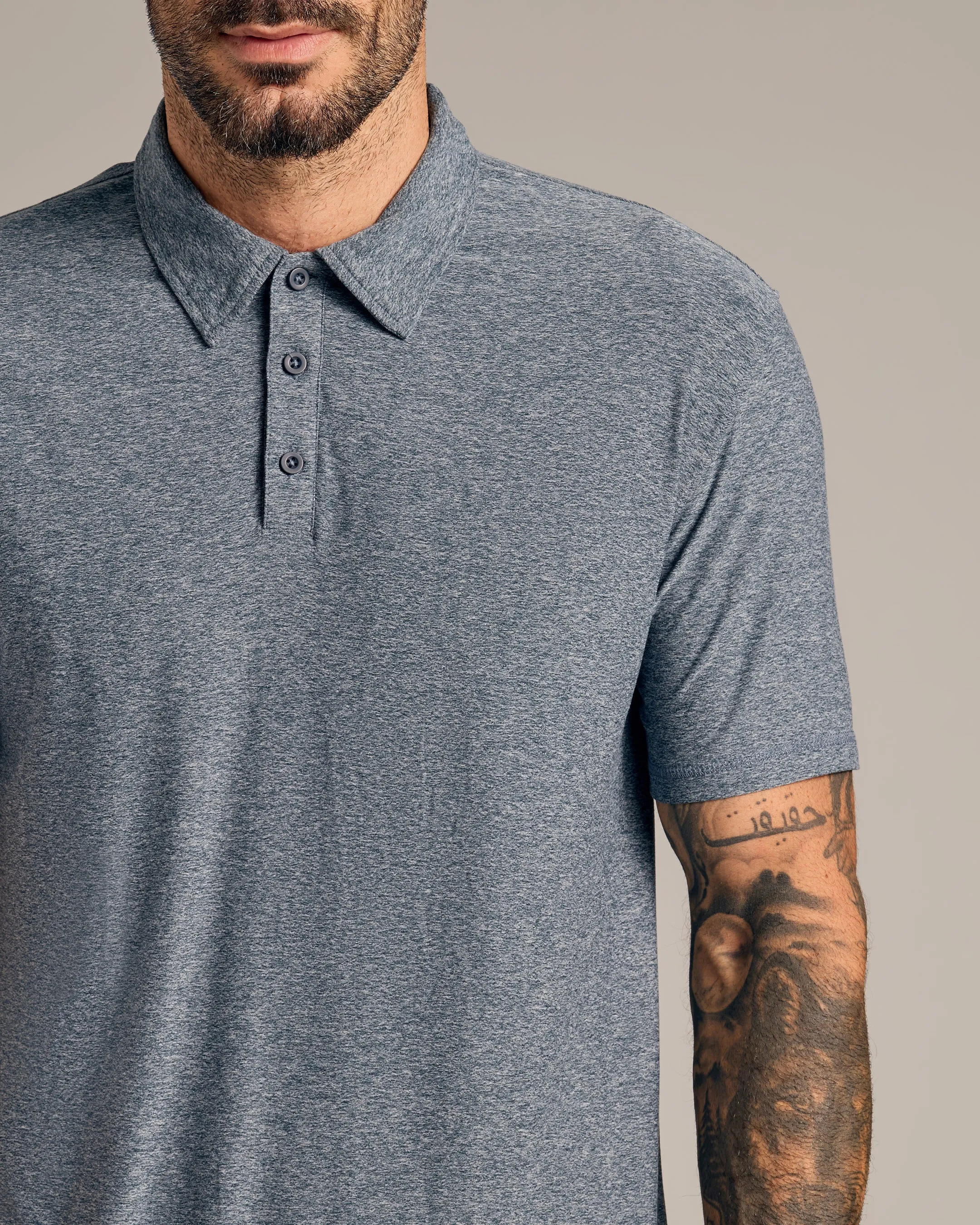 Heather Navy Active Polo 2.0