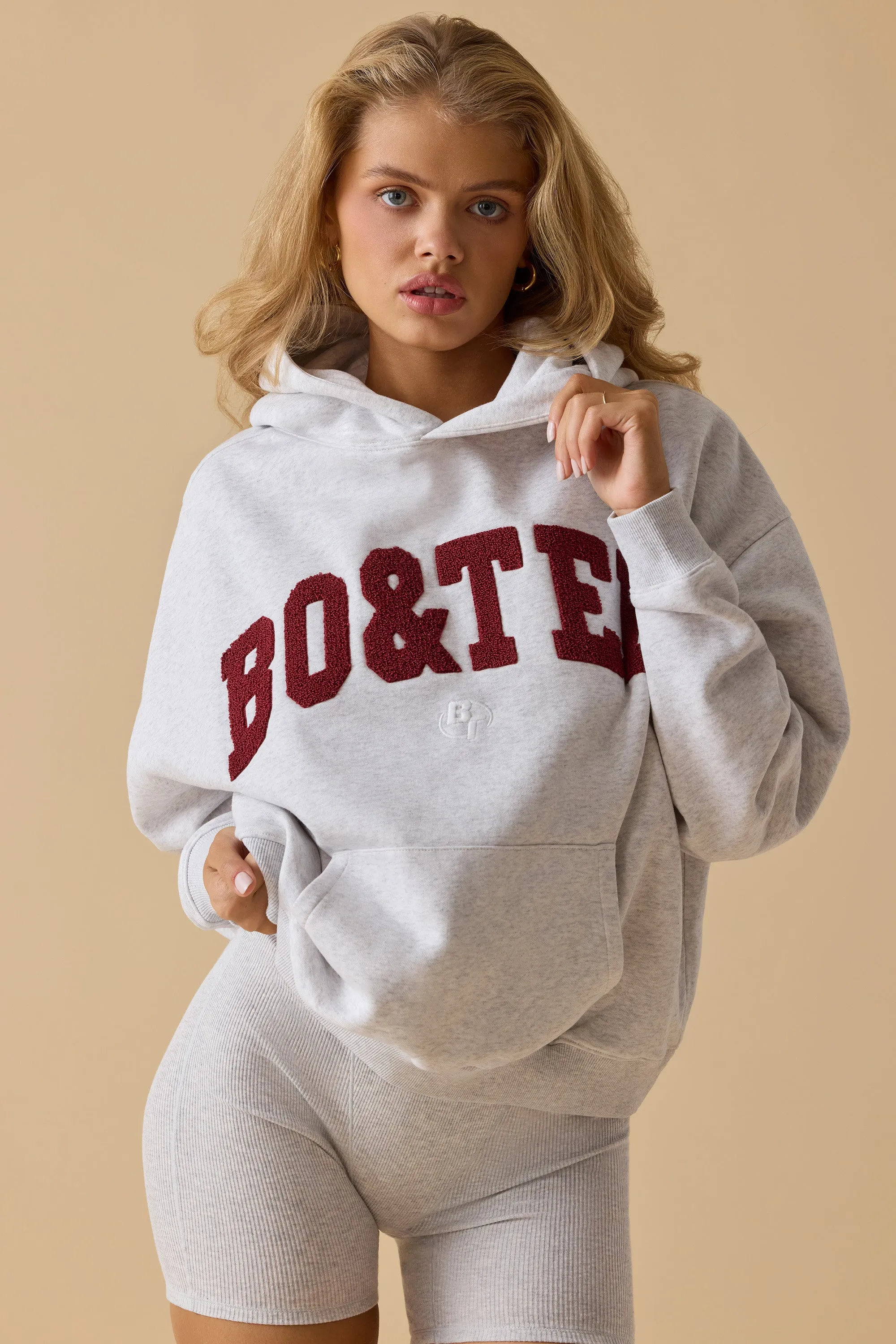 Hero - Oversized Hooded Sweatshirt in Heather Grey