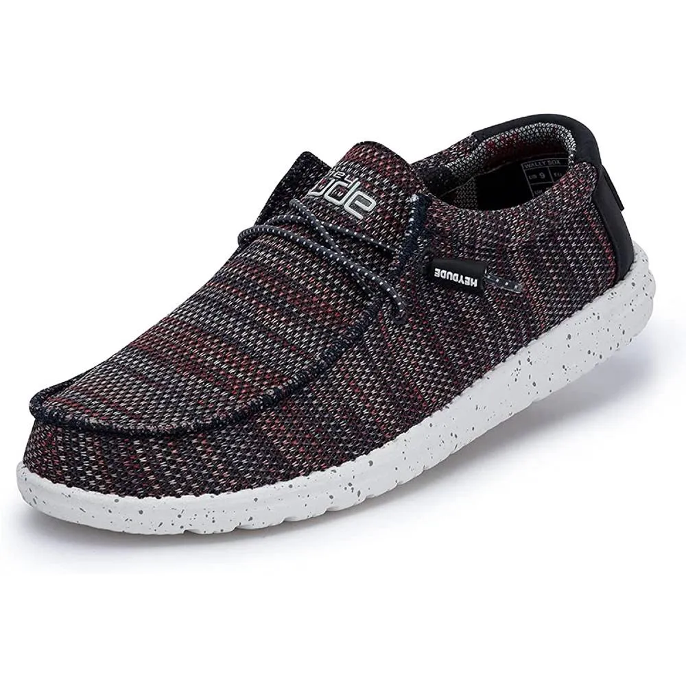 Hey Dude Men's Wally Sox Onyx Multiple Colors | Men’s Shoes | Men's Lace Up Loafers | Comfortable & Light-Weight