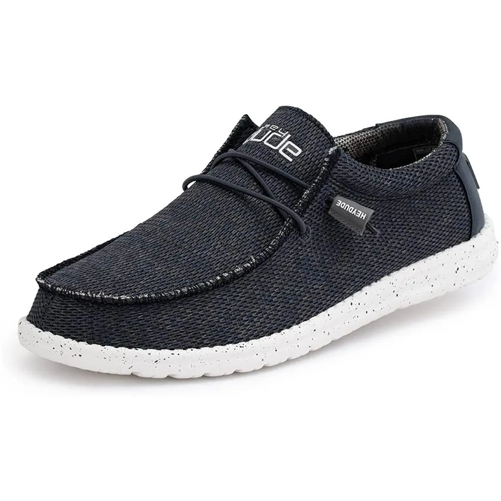 Hey Dude Men's Wally Sox Onyx Multiple Colors | Men’s Shoes | Men's Lace Up Loafers | Comfortable & Light-Weight