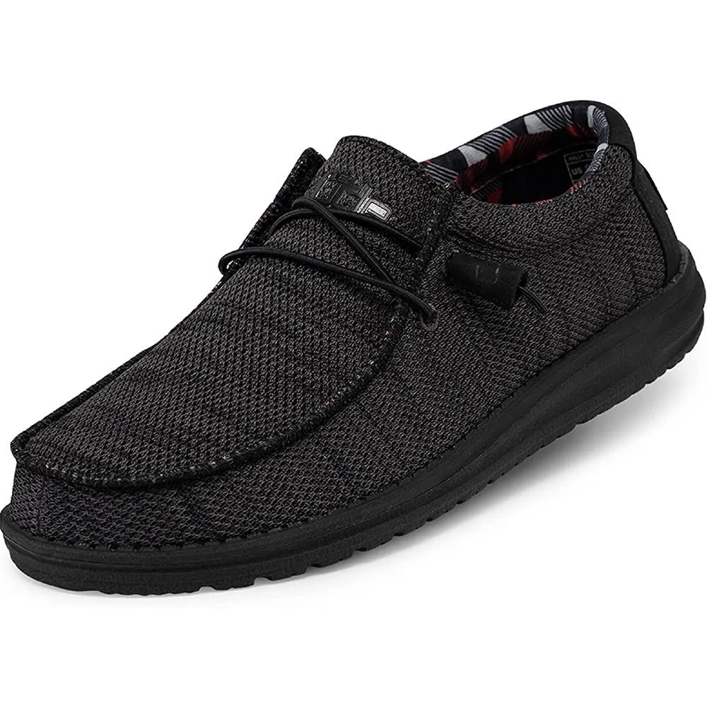 Hey Dude Men's Wally Sox Onyx Multiple Colors | Men’s Shoes | Men's Lace Up Loafers | Comfortable & Light-Weight