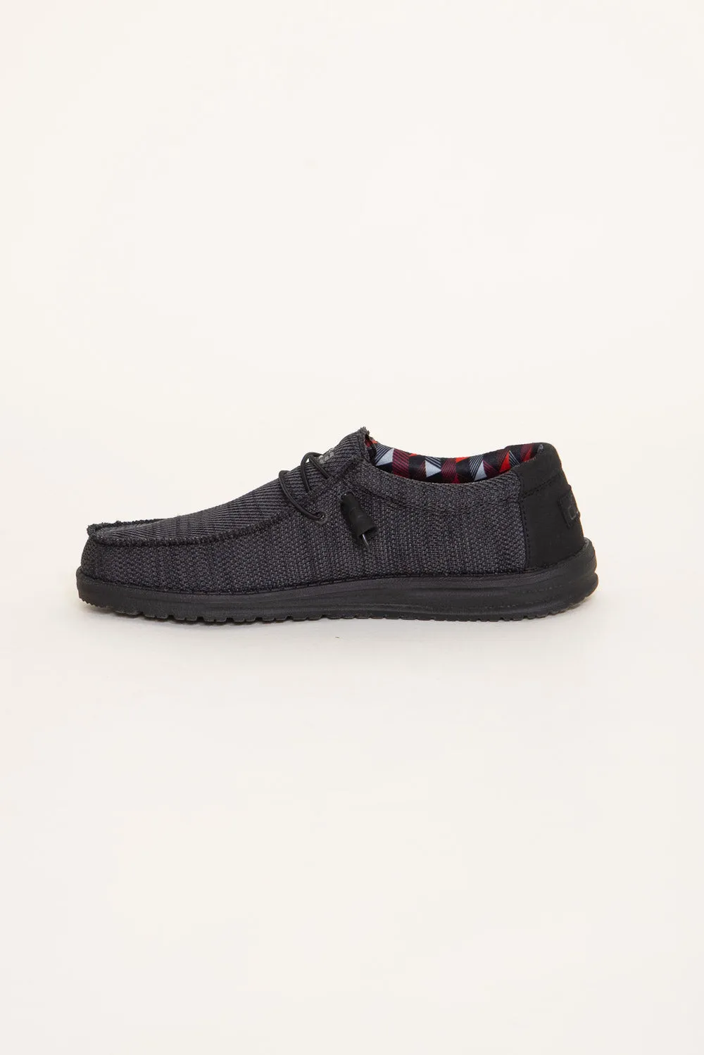 HEYDUDE Men’s Wally Sox Shoes in Jet Black | 110354935