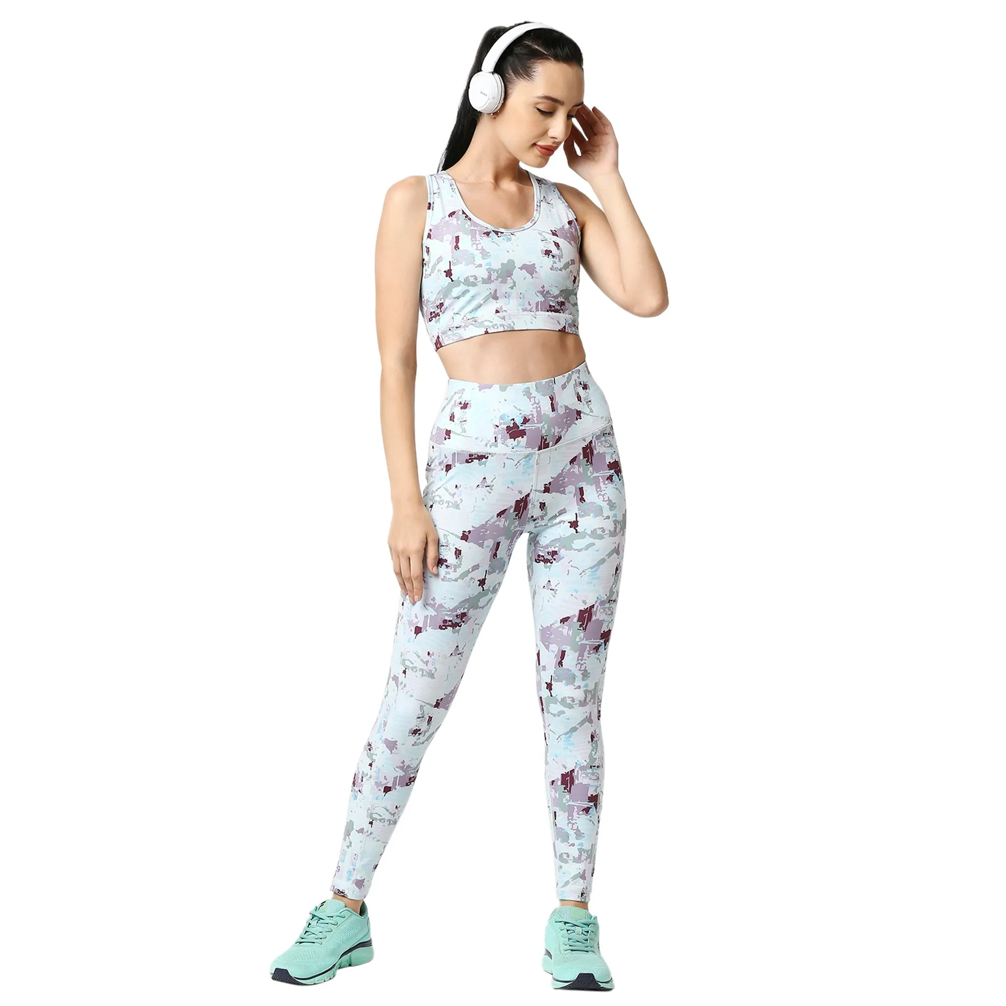 High Waist Ankle Length Sports Leggings With Pockets