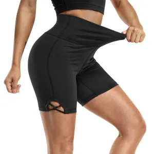 High Waisted Biker Yoga Shorts for Women w/ Pocket Tummy Control