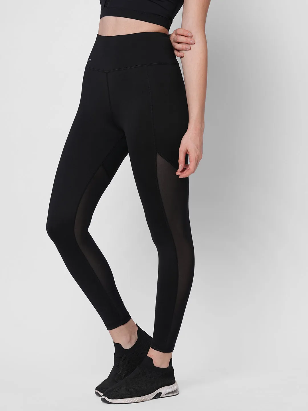 Hot black garter lookalike tights