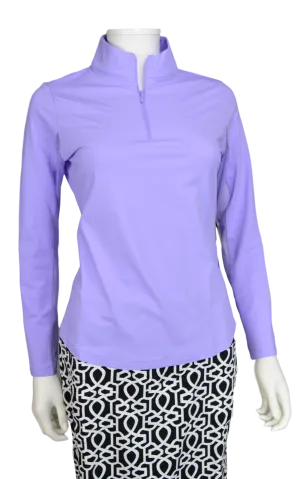 Ibkul Solid Mock Neck Top- Lavender