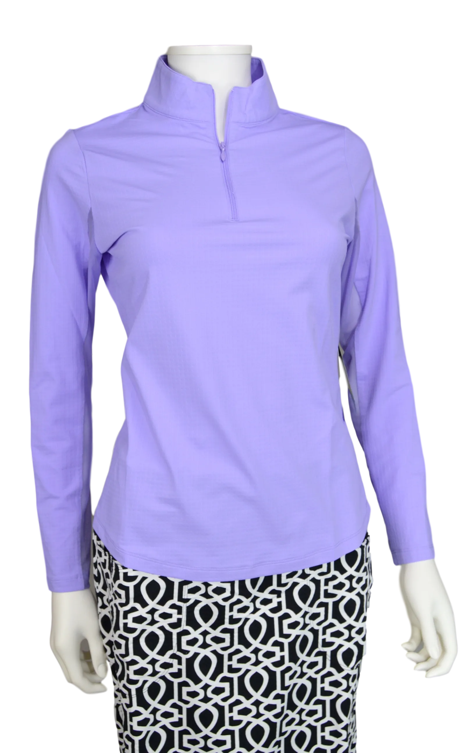 Ibkul Solid Mock Neck Top- Lavender